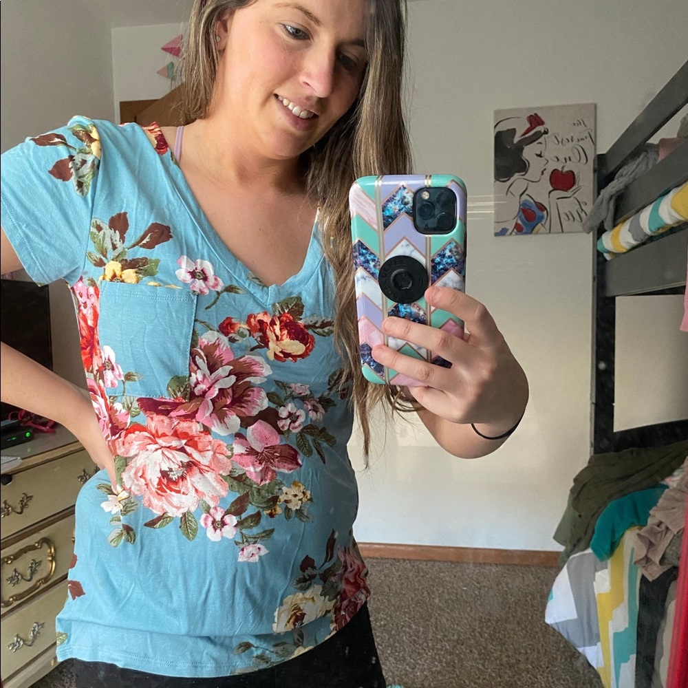Teal Floral top
